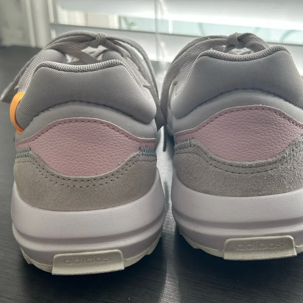 Adidas Women’s Gray and Orange Athletic Shoes with Suede and Mesh - Picture 2 of 5